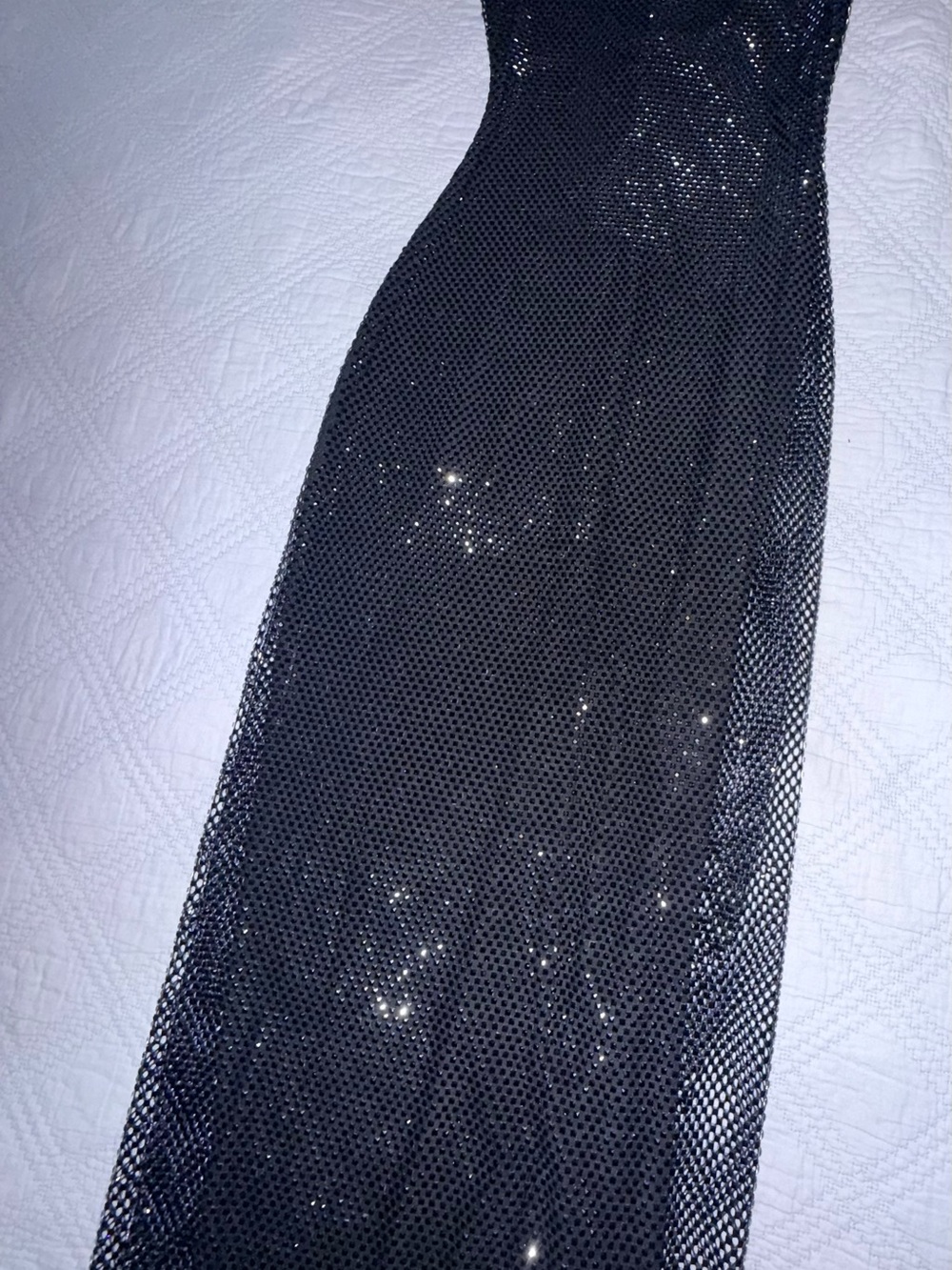 Black Sparkle Maxi Dress with Sheer Overlay - Picture 7 of 8